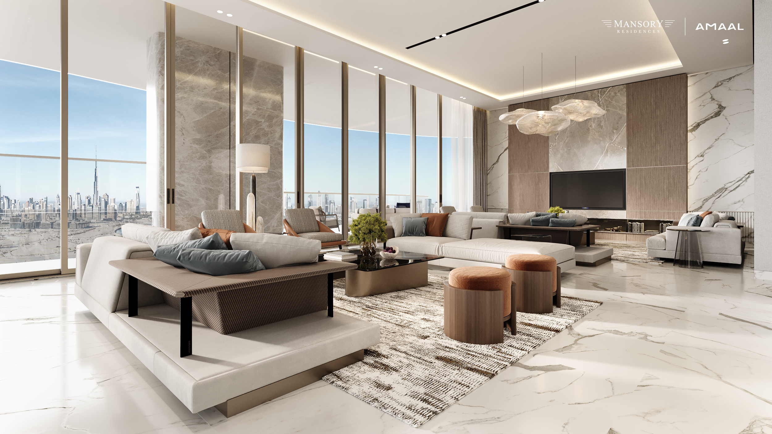 Artist impression of an Infinity penthouse interior at MANSORY Residences.